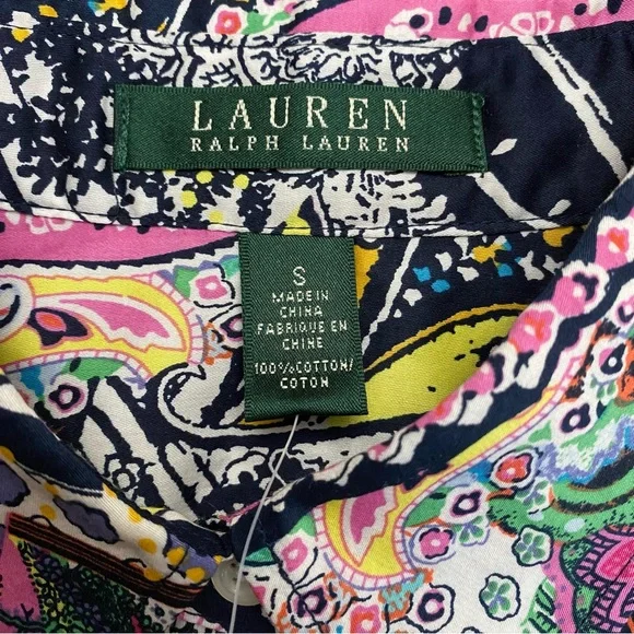 NWT Lauren Ralph Lauren Multi Color Fash 3 Paisley Pattern Button Down Shirt Sm - Picture 11 of 15